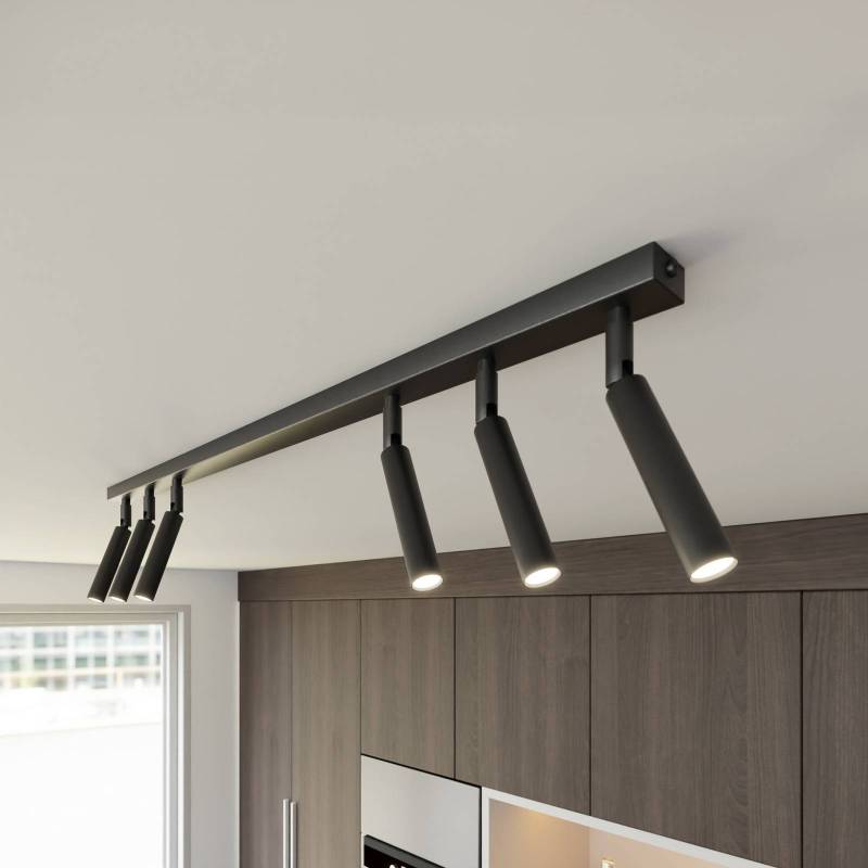 Deckenlampe Ivi, 6-flammig, 90 cm lang, schwarz, Metall, G9 von EMIBIG LIGHTING