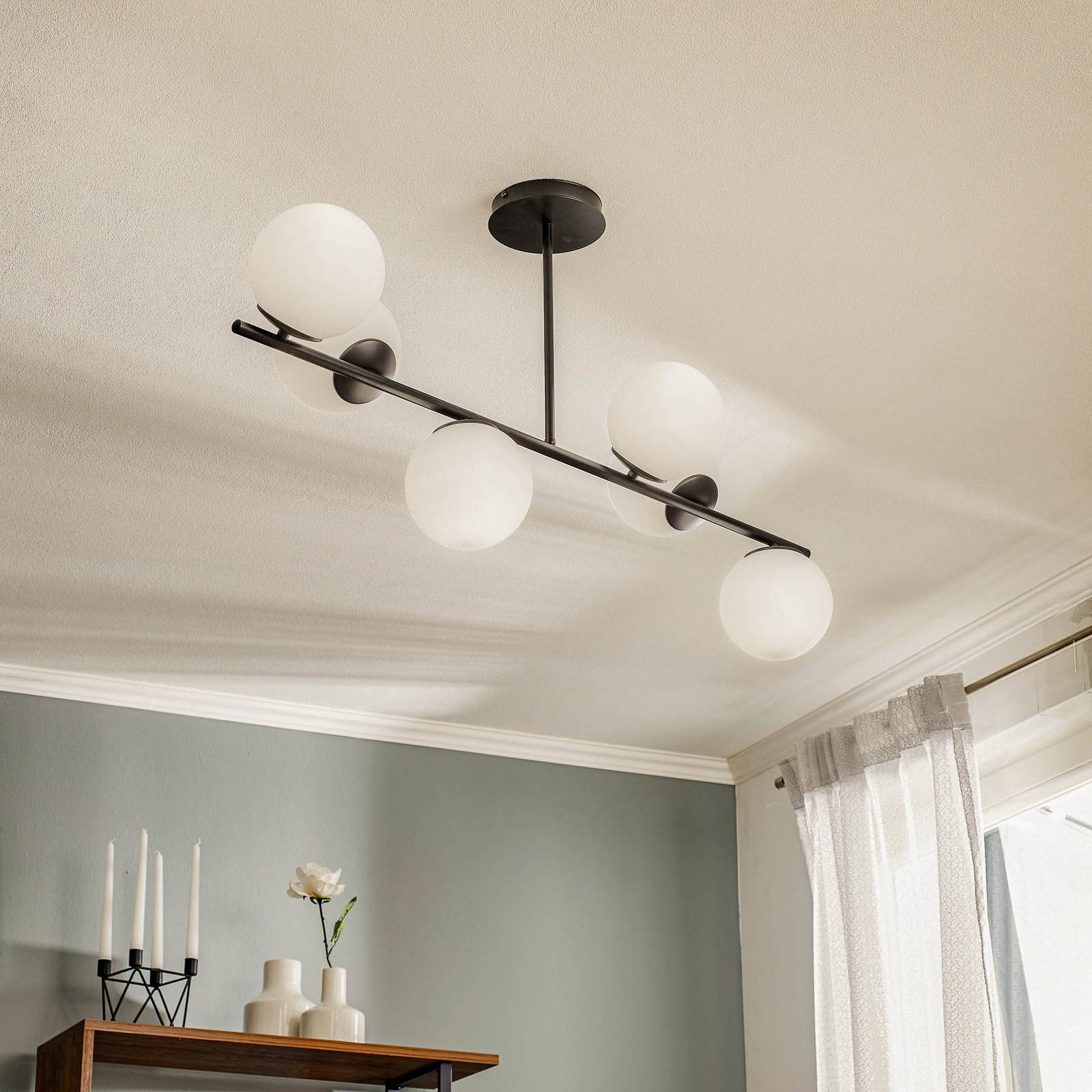 Deckenlampe Kabo,1 Arm, schwarz, sechsflammig Deckenlampe Kabo,1 Arm, schwarz, sechsflammig von EMIBIG LIGHTING