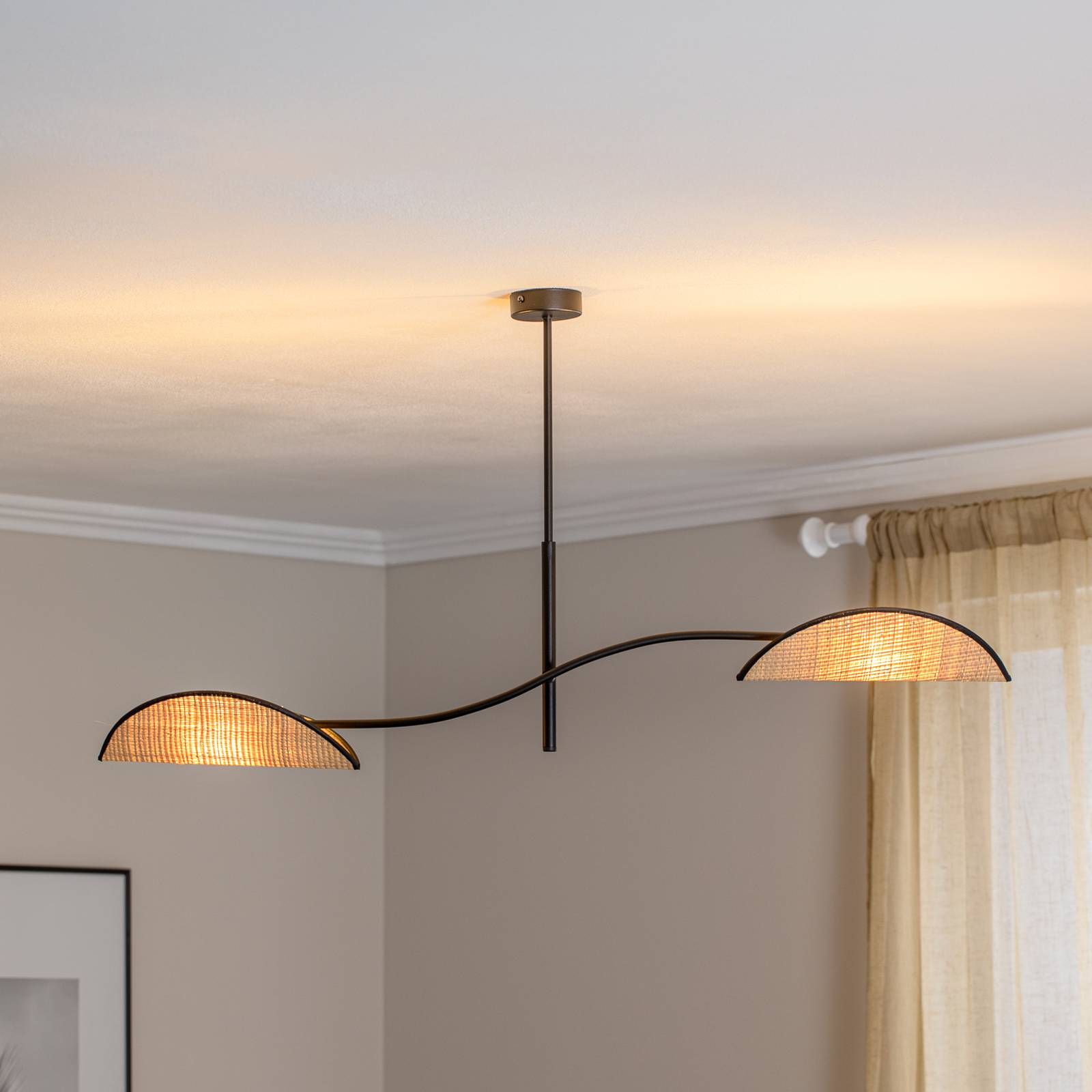 Deckenlampe Lotus, schwarz/rattanoptik, 2-flammig Deckenlampe Lotus, schwarz/rattanoptik, 2-flammig von EMIBIG LIGHTING