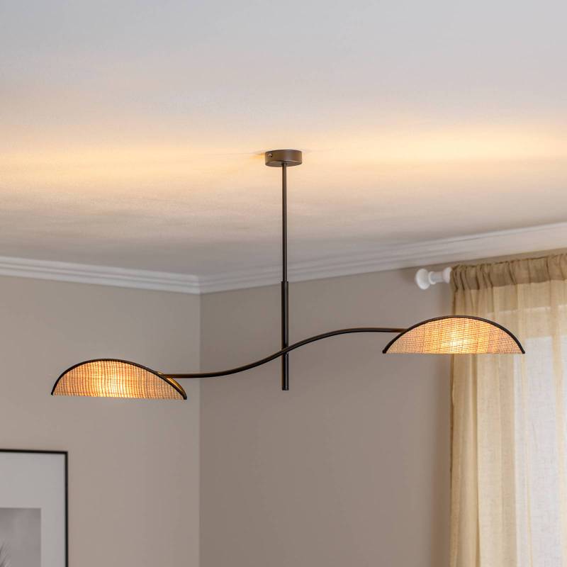 Deckenlampe Lotus, schwarz/rattanoptik, 2-flammig von EMIBIG LIGHTING