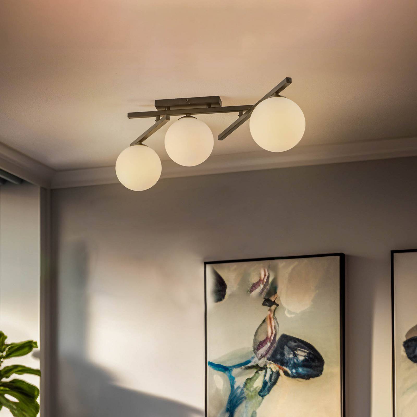 Deckenlampe Smart, schwarz/opal, 3-flammig Deckenlampe Smart, schwarz/opal, 3-flammig von EMIBIG LIGHTING