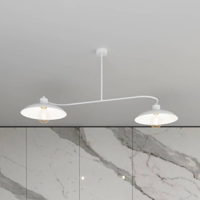 Deckenleuchte Foster, 2-flammig, 100 cm, weiß, Metall, E27 von EMIBIG LIGHTING