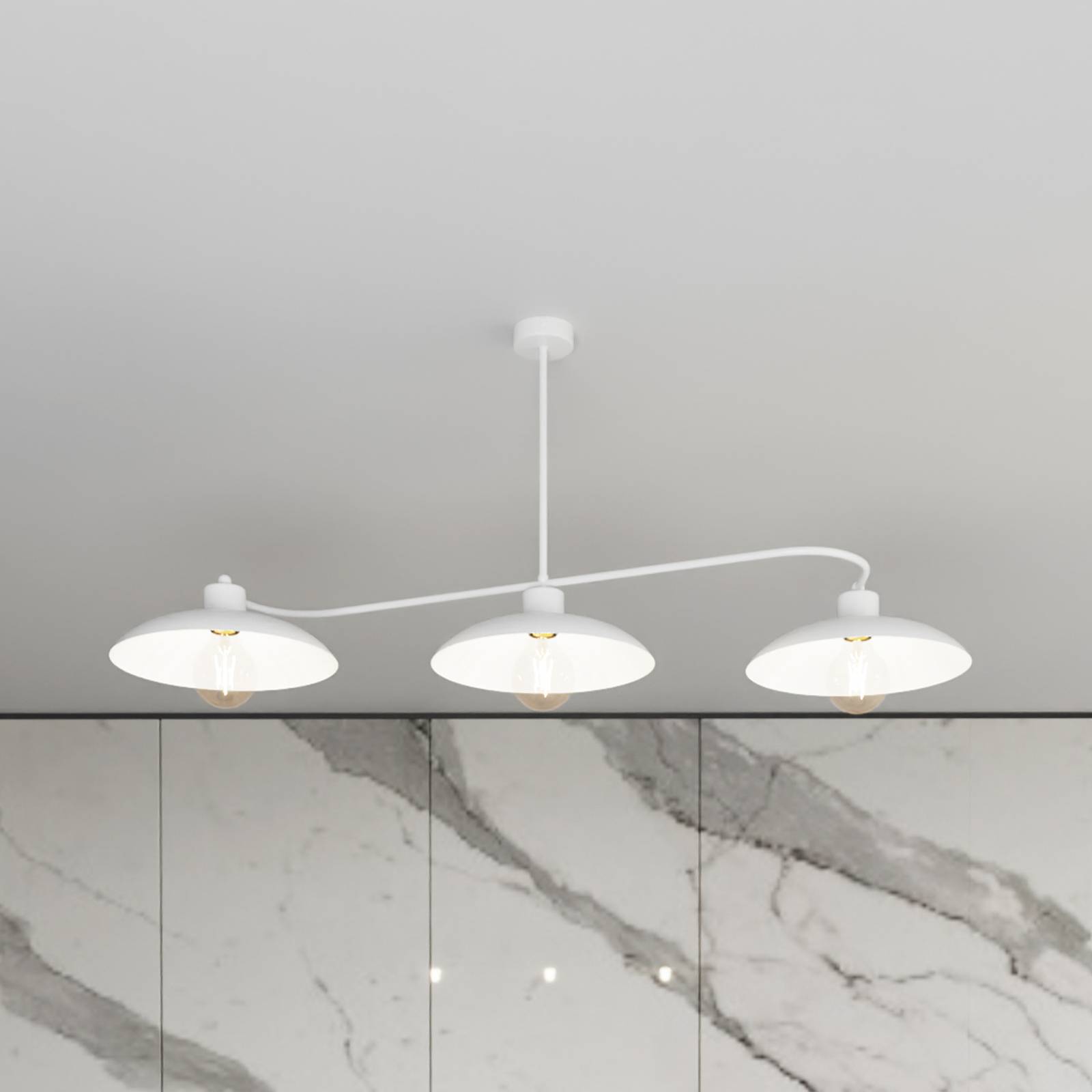 Deckenleuchte Foster, 3-flammig, 113 cm, weiß, Metall, E27 Deckenleuchte Foster, 3-flammig, 113 cm, weiß, Metall, E27 von EMIBIG LIGHTING