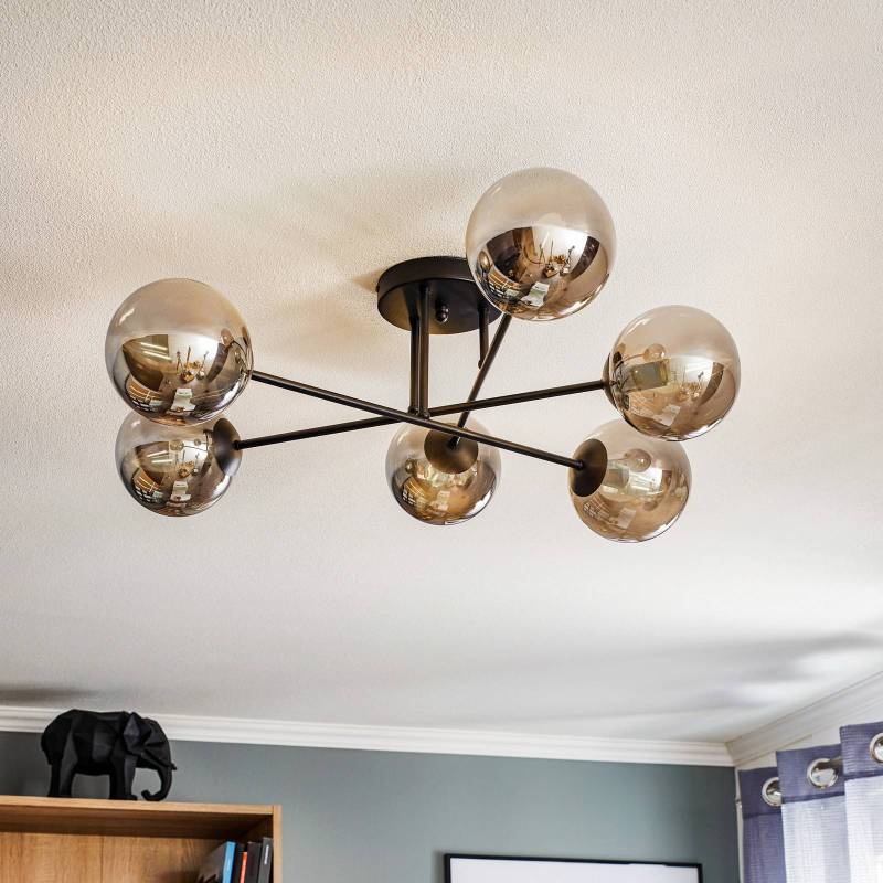 Deckenleuchte Glassy, schwarz, grafit, Glas, 6-flg., E14 von EMIBIG LIGHTING