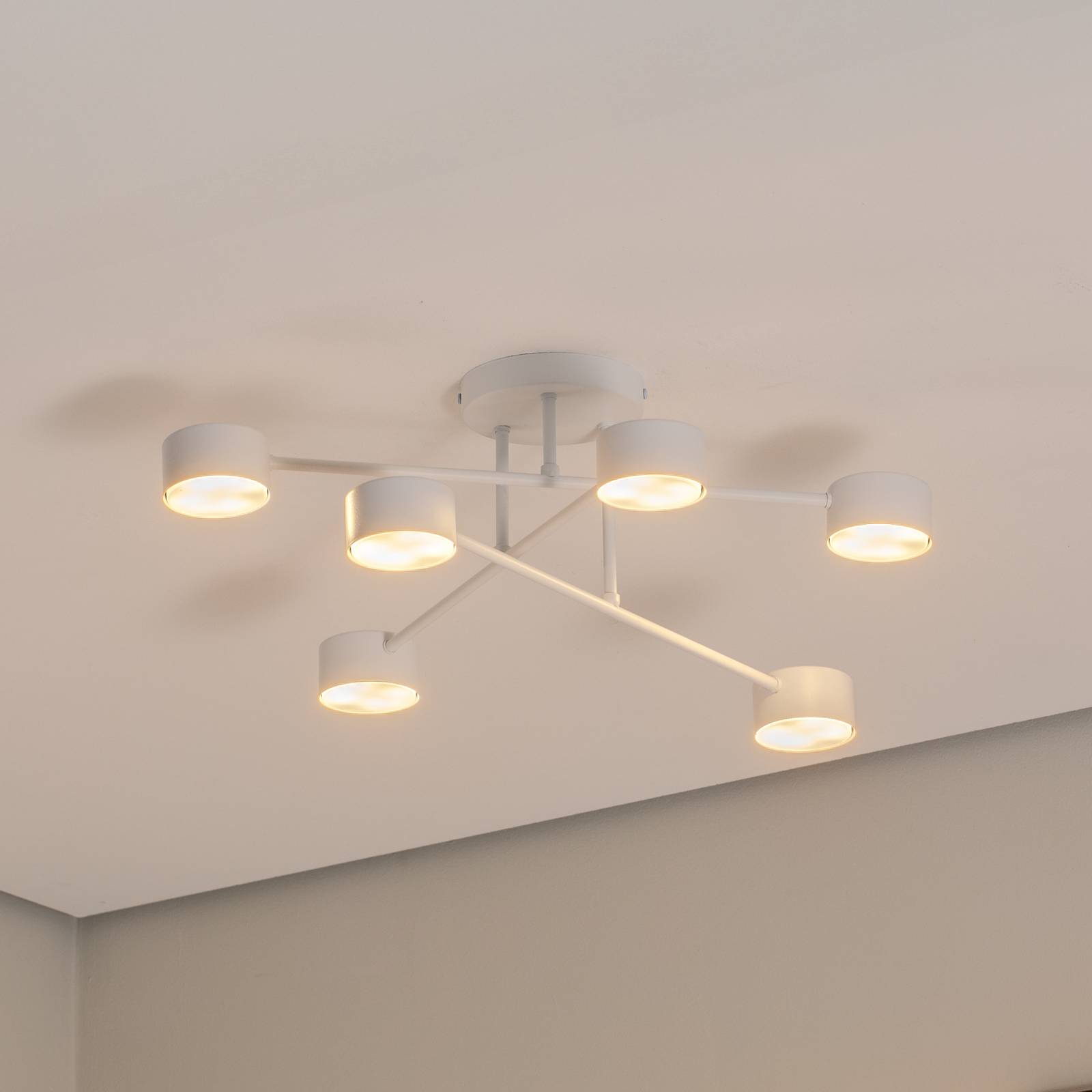 Deckenleuchte Modus 6, Stahl, sechsflammig, GX53, weiß Deckenleuchte Modus 6, Stahl, sechsflammig, GX53, weiß von EMIBIG LIGHTING