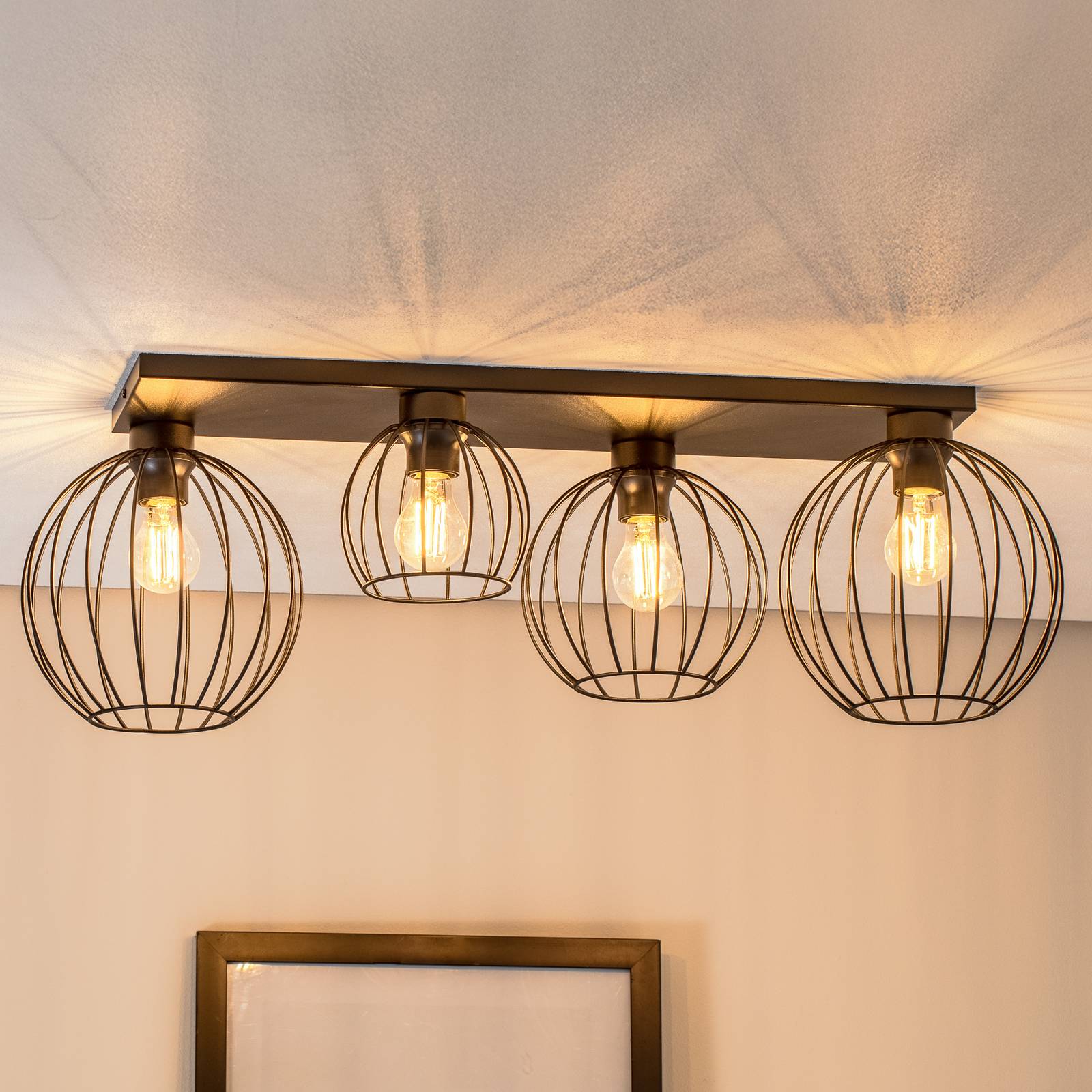 Deckenleuchte Nest, 4-flammig, 83 cm, schwarz, Metall, E27 Deckenleuchte Nest, 4-flammig, 83 cm, schwarz, Metall, E27 von EMIBIG LIGHTING