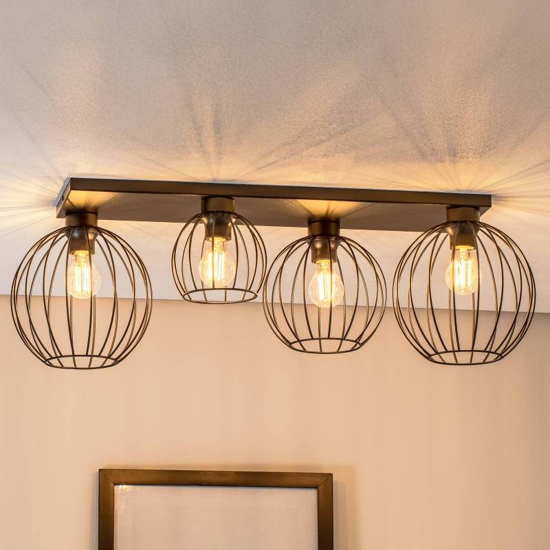 Deckenleuchte Nest, 4-flammig, 83 cm, schwarz, Metall, E27 von EMIBIG LIGHTING