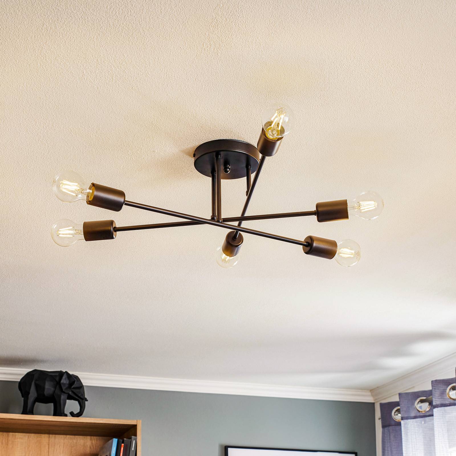 Deckenleuchte Veken, schwarz, sechsflammig Deckenleuchte Veken, schwarz, sechsflammig von EMIBIG LIGHTING