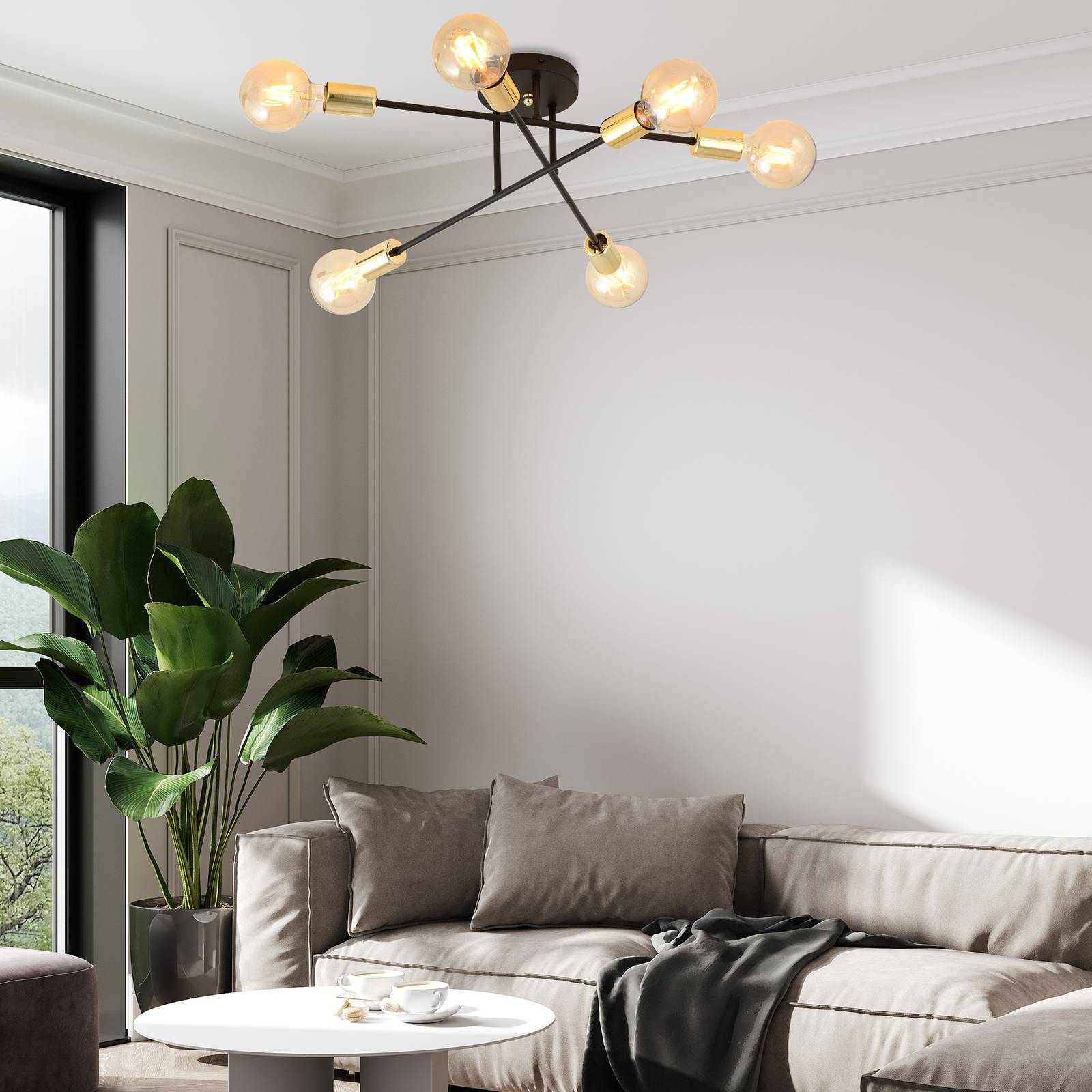 Deckenleuchte Veken 6B, sechsflammig schwarz/gold Deckenleuchte Veken 6B, sechsflammig schwarz/gold von EMIBIG LIGHTING