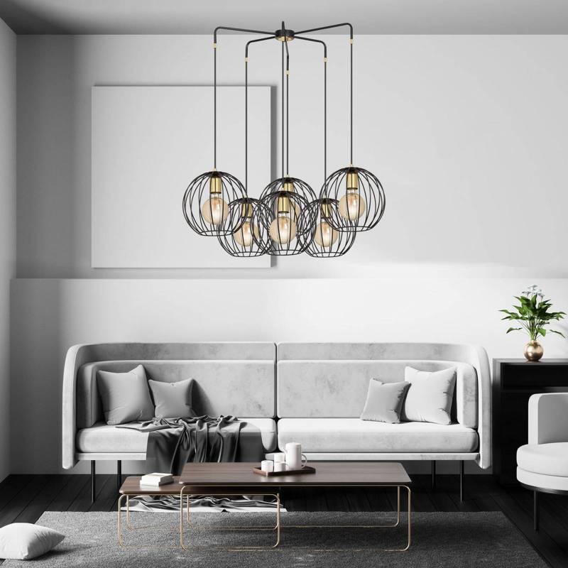 Pendelleuchte Albio 6 mit Käfigschirmen, schwarz von EMIBIG LIGHTING