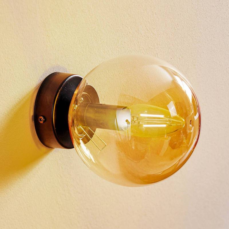 Wandleuchte Glassy, schwarz, amber, Glas, E14, Ø 14 cm von EMIBIG LIGHTING
