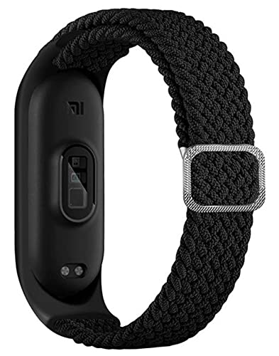 EMIOBAND Geflochtenes Solo Loop Armband kompatibel für Xiaomi Mi Band 7 6 5,verstellbares elastisches Nylon Sport Ersatzarmband kompatibel für Xiaomi Mi Band 5,Mi Band 6,Mi Band 7,schwarz von EMIOBAND