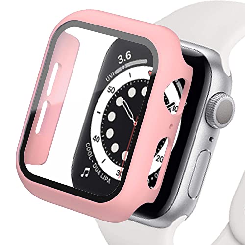 Schutzhülle für Apple Watch Series 8 7, 45 mm, 41 mm, mit Displayschutzfolie aus Hartglas, für iWatch 8 7, Hartschale, vielseitig, hochauflösend, Kratzfest von EMIOBAND