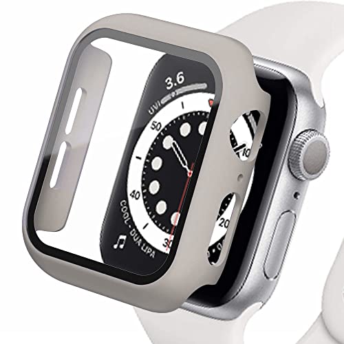 Schutzhülle für Apple Watch Series 8 7, 45 mm, 41 mm, mit Displayschutzfolie aus Hartglas, für iWatch 8 7, Hartschale, vielseitig, hochauflösend, Kratzfest von EMIOBAND