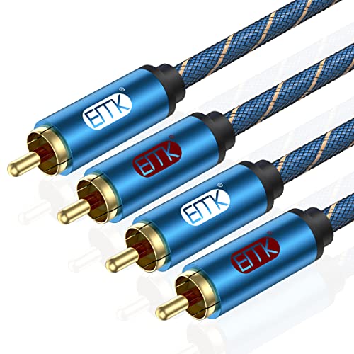 EMK 2Cinch Kabel RCA Kabel R&L, 2Cinch-Stecker auf 2 RCA Aluminiumgehäuse Nylon geflochtenes Subwooferkabel Roter und weißer Stecker für TV, Lautsprecher, Soundbar, Vorverstärker (1,5 m) von EMK
