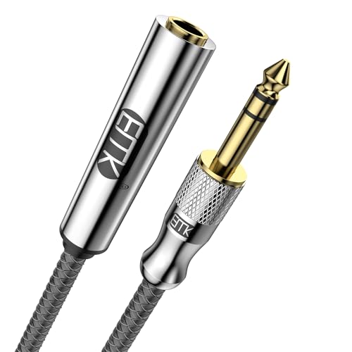 EMK 1/4 Zoll Verlängerungskabel, 6,35 mm 1/4 Zoll Stecker auf Buchse Stereo-Kopfhörer-Gitarren-Verlängerungskabel, vergoldetes Viertelzoll-Kopfhörer-Verlängerungskabel (2,4M) von EMK
