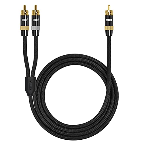 EMK 2 RCA Adapter Kabel (1 m) Splitter Kabel Subwoofer Kabel RCA zu 2RCA Digitales Koaxial Audio Kabel Doppelgeschirmt 24 Karat vergoldet für Fernseher, Von Smart-TVs zu Lautspreche von EMK
