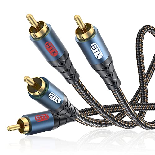 EMK 2RCA Kabel, Subwoofer Kabel Cinch Kabel 2RCA Stecker auf 2RCA Stecker Aluminium Gehäuse Nylon Geflecht Stereo Audio Kabel für Smart-TV, Soundbar, Verstärker, Lautsprecher (1,5 Meter) von EMK