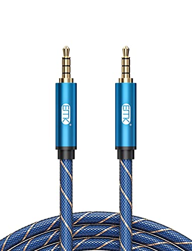 EMK 3,5 mm 4-poliges TRRS-Kabel, AUX-Kopfhörer-Audiokabel, Stecker auf Stecker, Verlängerungskabel, Mikrofon, AUX-Kabel, Nylon geflochten für Smartphones, Headsets, Auto (2 Meter) von EMK