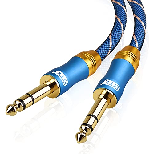 EMK 6,35 mm Gitarrenkabel TRS Audio Instrumentenkabel 6.3mm klinke auf 6,35 mm1/4 klinkenkabel Stereo Bass Kabel für E-Drum Lautsprecher Verstärker Mixer Keyboard (1 m) von EMK