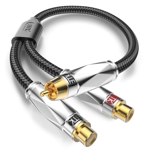 EMK Cinch Splitter Kabel, Cinch 1 Stecker auf 2 Buchsen Kabeladapter,Stereo Audio Cinch Y-Kabel,Hochbelastbares Subwoofer-Splitterkabel,Vergoldet für Subwoofer,Heimkino (1.5 Meter) von EMK