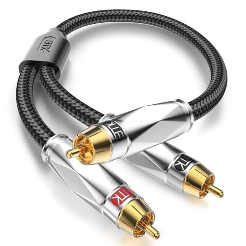 EMK Cinch Y Splitter Kabel, 1 Stecker auf 2 Stecker Subwoofer Splitter Kabel,Cinch Y Kabel Hochbelastbar,Vergoldeter Subwoofer-Splitter für Subwoofer,Heimkino (3 Meter) von EMK