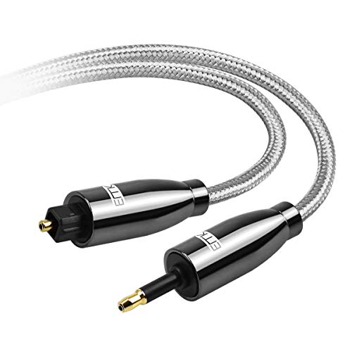 EMK Digital Sound Toslink auf Mini Toslink Kabel 3,5 mm SPDIF Optisches Kabel 3,5 auf optisches Audiokabel Adapter (Gerade Mini-Toslink Weiß, 1M) von EMK