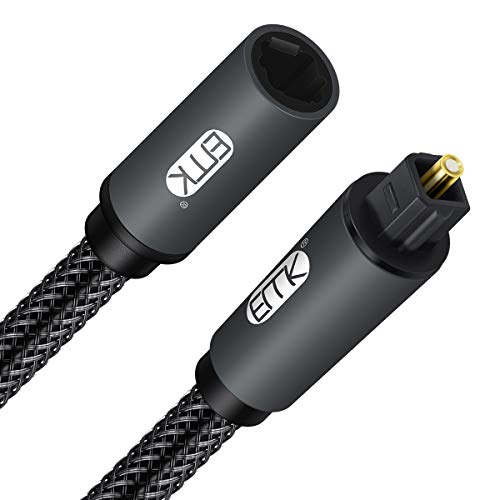 EMK Digital Sound Toslink auf Mini Toslink Kabel 3,5 mm SPDIF Optisches Kabel 3,5 auf optisches Audiokabel Adapter (Verlängerungs Mini-Toslink Schwarz, 1M) von EMK