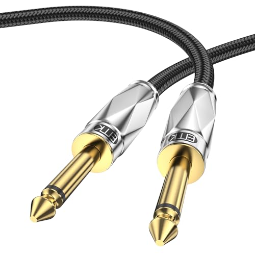 EMK 6,35mm Gitarren Instrumentenkabel Elektrisches Instrumentenkabel Bass AMP-Kabel 1/4 Klinkenstecke TS Kabe für Gitarre,Verstärker,Bass (1m) von EMK