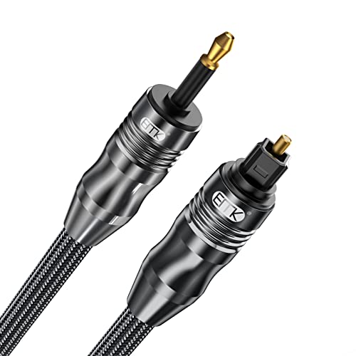 EMK Optical Audio Cable, Digital Sound Toslink zum Mini -Toslink Kabel 3.5 SPDIF Kabel-Optikkabel [nicht eins 3,5mm-Aux Kabel] Optisches Audiokabel (Gerade Mini-Toslink Schwarz, 2M) von EMK