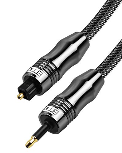 EMK Optical Audio Cable, Digital Sound Toslink zum Mini -Toslink Kabel 3.5 SPDIF Kabel-Optikkabel [nicht eins 3,5mm-Aux Kabel] Optisches Audiokabel (Gerade Mini-Toslink Schwarz, 6Ft/2M) von EMK