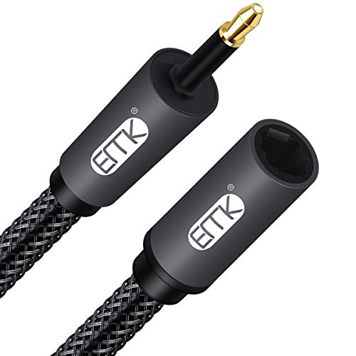 EMK Optical Audio Cable, Digital Sound Toslink zum Mini -Toslink Kabel 3.5 SPDIF Kabel-Optikkabel [nicht eins 3,5mm-Aux Kabel] Optisches Audiokabel (Verlängerungs Mini-Toslink Schwarz, Schwarz) von EMK