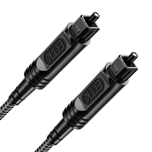 EMK Optisches Audiokabel, 3 m, Nylon, geflochtenes optisches Kabel, digitales Glasfaserkabel, Stecker auf Stecker, Toslink-Kabel für Soundbar, TV, PS4, Xbox, Heimkino und mehr, schwarz von EMK