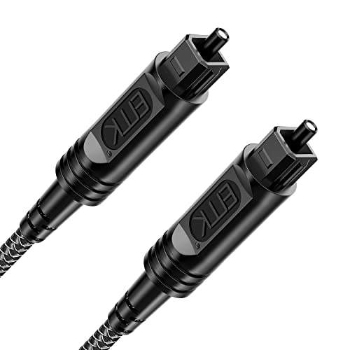 EMK Optisches Audiokabel, Optisches Kabel, digitales Glasfaserkabel, Toslink-Kabel für Soundbar, TV, PS4, Xbox, Heimkino und mehr (1,2 m, schlankes Nylongeflecht, Schwarz 1) von EMK