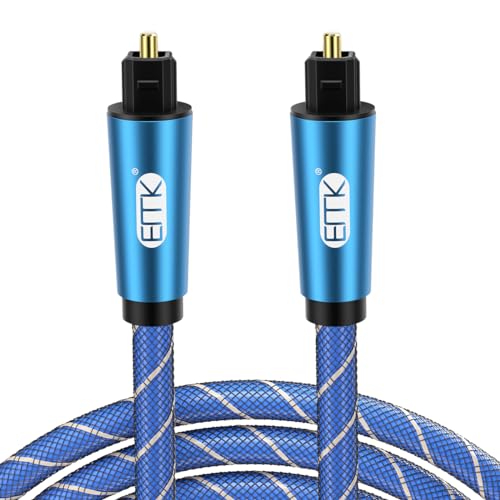 EMK Optisches Audiokabel Digital Toslink Kabel Stecker auf Stecker Nylon geflochtenes S/PDIF Toslink Kabel für Heimkino, Soundbar, Lautsprecher, Smart TV (L-1.5M) von EMK