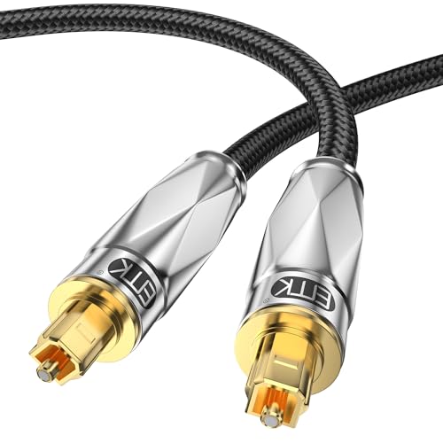 EMK Optisches Audiokabel Optical Audio Cable Toslink Kabel Spdif Kabel Lichtleiterkabel Digital Audio Out Kabel für Stereoanlage, Soundbar, Heimkino, PS4 (1.5m) von EMK