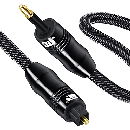 EMK Optisches Audiokabel Toslink auf mini Toslink kabel 3,5 adapter Toslink SPDIF IN/OUT 24K Vergoldetem Stecker zu Stecker für Lautsprecher Fernseher und Smart Box Android TV Schwarz (1m) von EMK