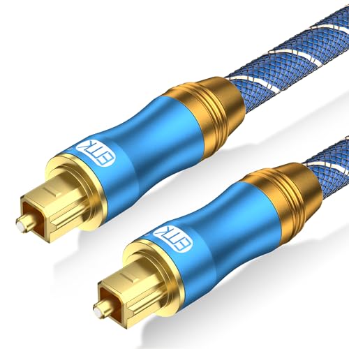 EMK Optisches Kabel Optisches Audiokabel Digital Toslink Kabel Spdif Kabel Kompatibel mit TV, Soundbar, Heimkino, Xbox, PS4 und Mehr (Vergoldeter Stecker Toslink Blau, 3M) von EMK