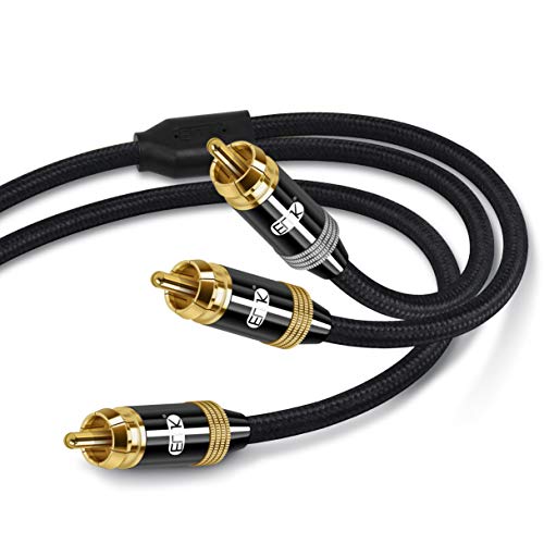 EMK RCA Y-Adapter-Stereo-Audiokabel, Subwoofer/Koaxial-Audiokabel Superb Sounds Qualität mit goldenen Steckern (1M, Cinch zu 2x Cinch, schwarz) von EMK
