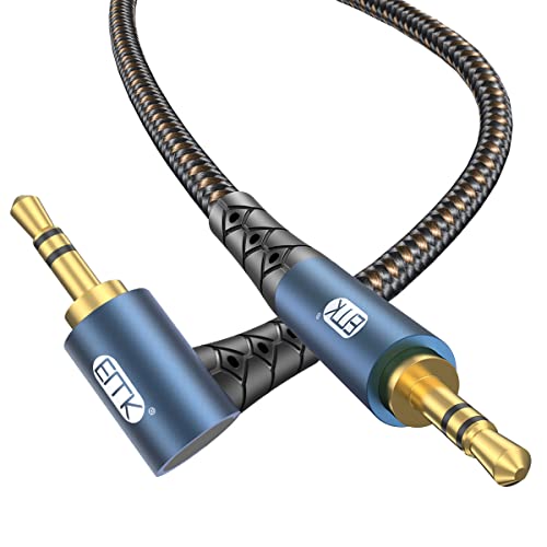 EMK Rechteckiges 3.5mm AUX Kabel, 3.5mm TRS Zusatz audiokabel, Jack zu Jack 90 Grad Aux HiFi Kabel, Stereo AUX Line für Smartphone, Auto, Echo Lautsprecher, Soundbars, Headset (0.5m, Right Angle) von EMK