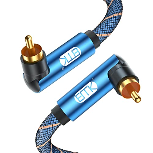 EMK RCA Subwoofer Kabel Rechtwinkliges Cinch Kabel Digital Koaxial Audiokabel Ecke Coaxial zu RCA Dual Winkelstecker 90 Grad Cinch für TV, Aktivlautsprecher, DAC Hi-Fi, Soundbar (2 m) von EMK