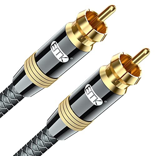 EMK Subwoofer-Kabel, Cinch-auf-Cinch-Audiokabel, 24 K vergoldet, digitales koaxiales Cinch-Kabel für Heimkino, HDTV, DVD-Player, Lautsprecher, Subwoofer (6M, Cinch-Stecker auf Cinch-Stecker, braun) von EMK