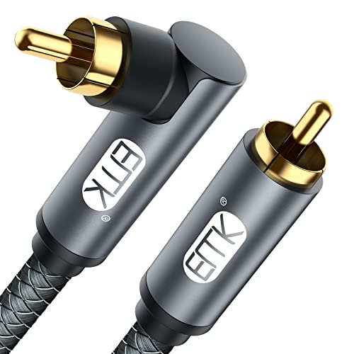 EMK Subwoofer Kabel, Digitales Koaxialkabel Cinch RCA Vergoldete Stecker Audio Kabel für Subwoofer,AV Receiver,Verstärker,Heimkino (Cinch zu 90 Grad Cinch Grau, 1M) von EMK