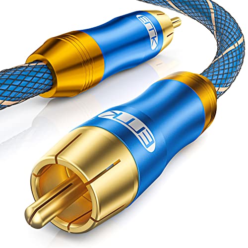 EMK Subwoofer Kabel, Digitales Koaxialkabel Cinch RCA Vergoldete Stecker Audio Kabel für Subwoofer,AV Receiver,Verstärker,Heimkino (Cinch zu Cinch Blau, 2M) von EMK