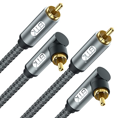 EMK Subwoofer-Kabel, digitales Koaxialkabel, doppelt geschirmt, mit vergoldeten Cinch-auf-Cinch-Steckern, SPDIF-Kabel (2 m, Schwarz, 2 Stück) von EMK