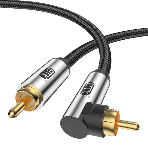 EMK Subwoofer Kabel 90 Grad Cinch Kabel Rechtwinkliges Coaxial Audio Kabel RCA Digital Audio Kabel für Verstärker, Lautsprecher, Soundbar, Heimkino und HiFi Systeme (5m) von EMK