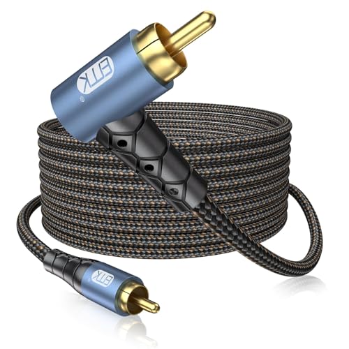EMK Rechteckiges Subwooferkabel Cinch Kabel Winkelstecker Cable S/PDIF Koaxial Audiokabel PHONO Cinch Stecker auf RCA 90 Grad COAXIAL Kabel für TV Lautsprecher Verstärker Soundbar (8 Meter) von EMK