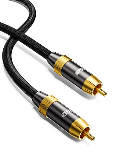 EMK Subwooferkabel Cinch Kabel Digitales Koaxialkabel Cinch zu Coaxial 24K Vergoldeter RCA/Phono Stecker Nylon Geflochtenes RCA kabel für Soundbar, Lautsprecher, TV, Heimkino, Verstärker (2 Meter) von EMK