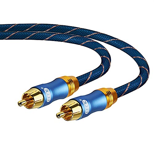 EMK Subwoofer Kabel Koaxial Kabel Cinch-Stecker auf Cinch-Stecker, 24 K vergoldet, DVD-Lautsprecher, Verstärker, Geflochtenes Nylon Audio Kabel (2 m) von EMK
