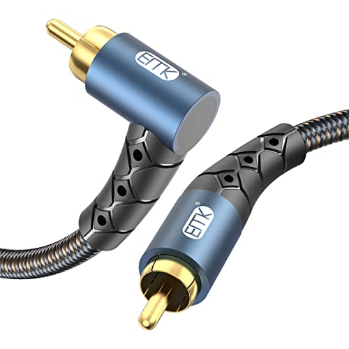 EMK Rechteckiges Subwooferkabel Cinch Kabel Winkelstecker Cable S/PDIF Koaxial Audiokabel PHONO Cinch Stecker auf RCA 90 Grad COAXIAL Kabel für TV Lautsprecher Verstärker Soundbar (3 Meter) von EMK